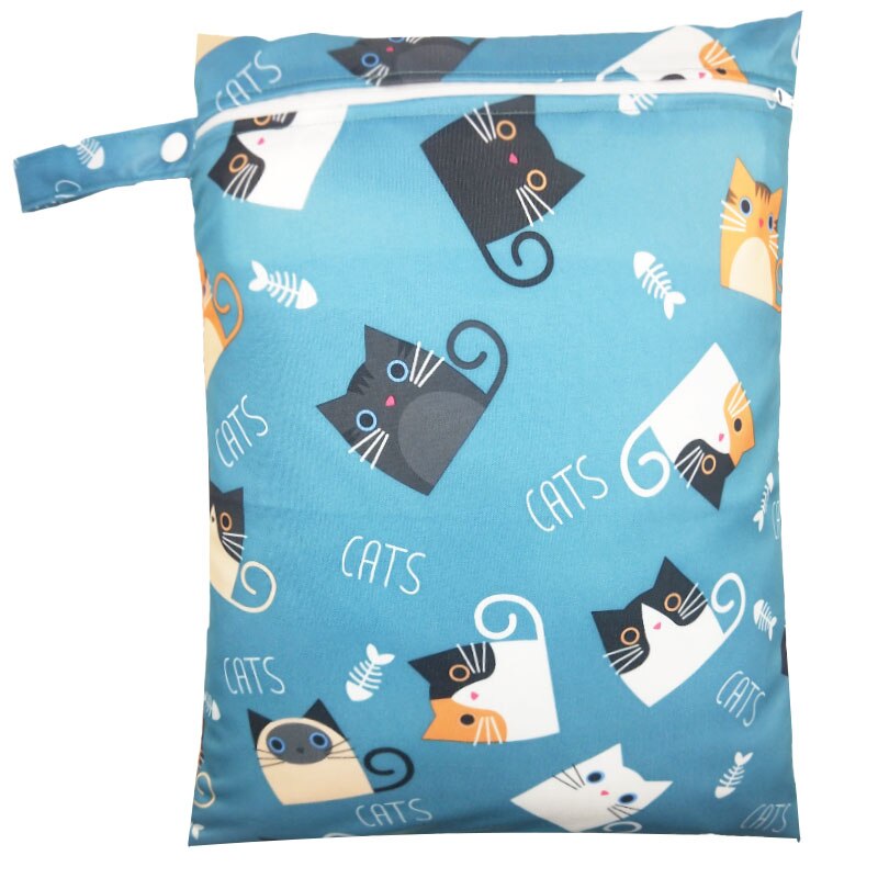Printed Pocket Wet Bag Waterproof Reusable Nappy Bags PUL Travel Baby Nappy Mini Size Wet Dry Bags Wetbags 25x20cm: N38