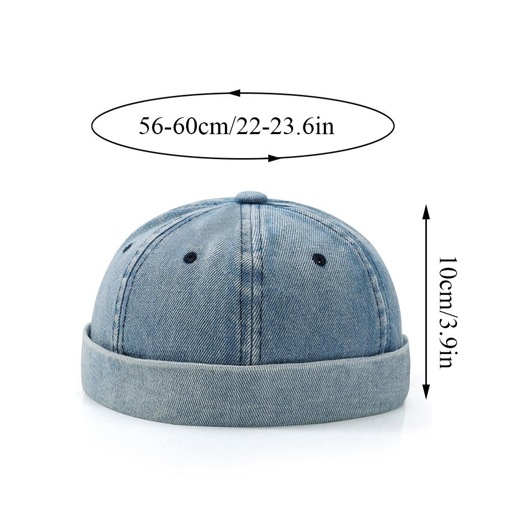 Brimless Skullies Cap Retro Men Adjustable Docker Caps Denim Beanie Hat Hip Hop Hat Vintage Solid Skullcap Unisex Bucket Cap