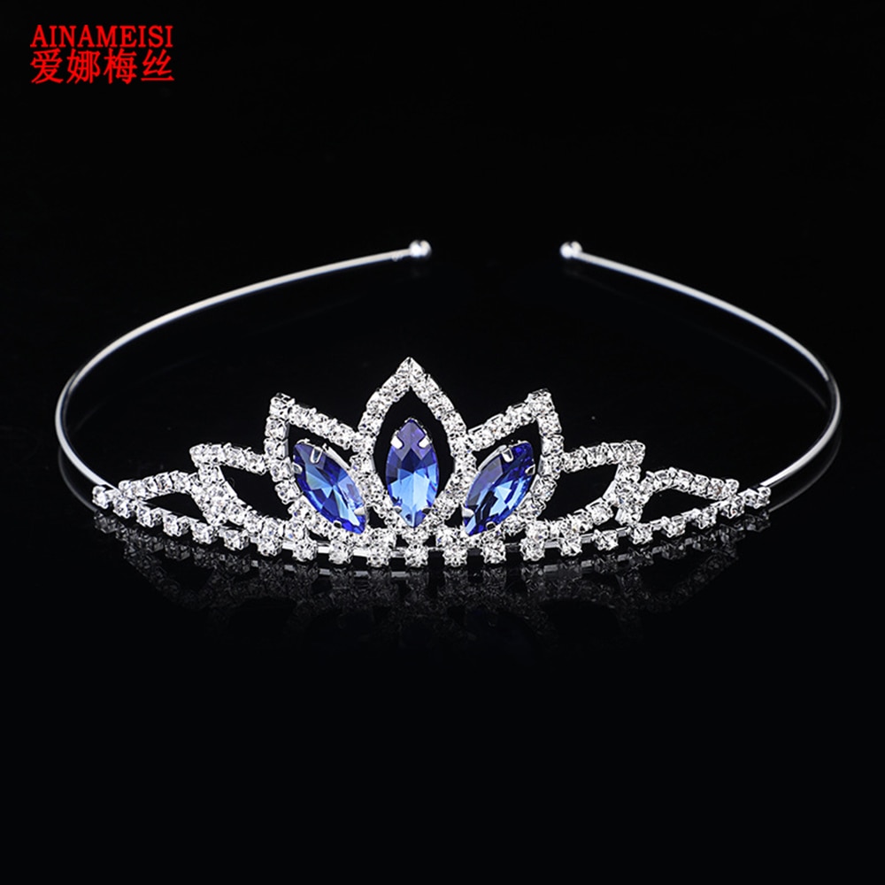 AINAMEISI Crystal Glass Crown Headband Children Girl Princess Crown Headdress Wedding Hair Accessories Party