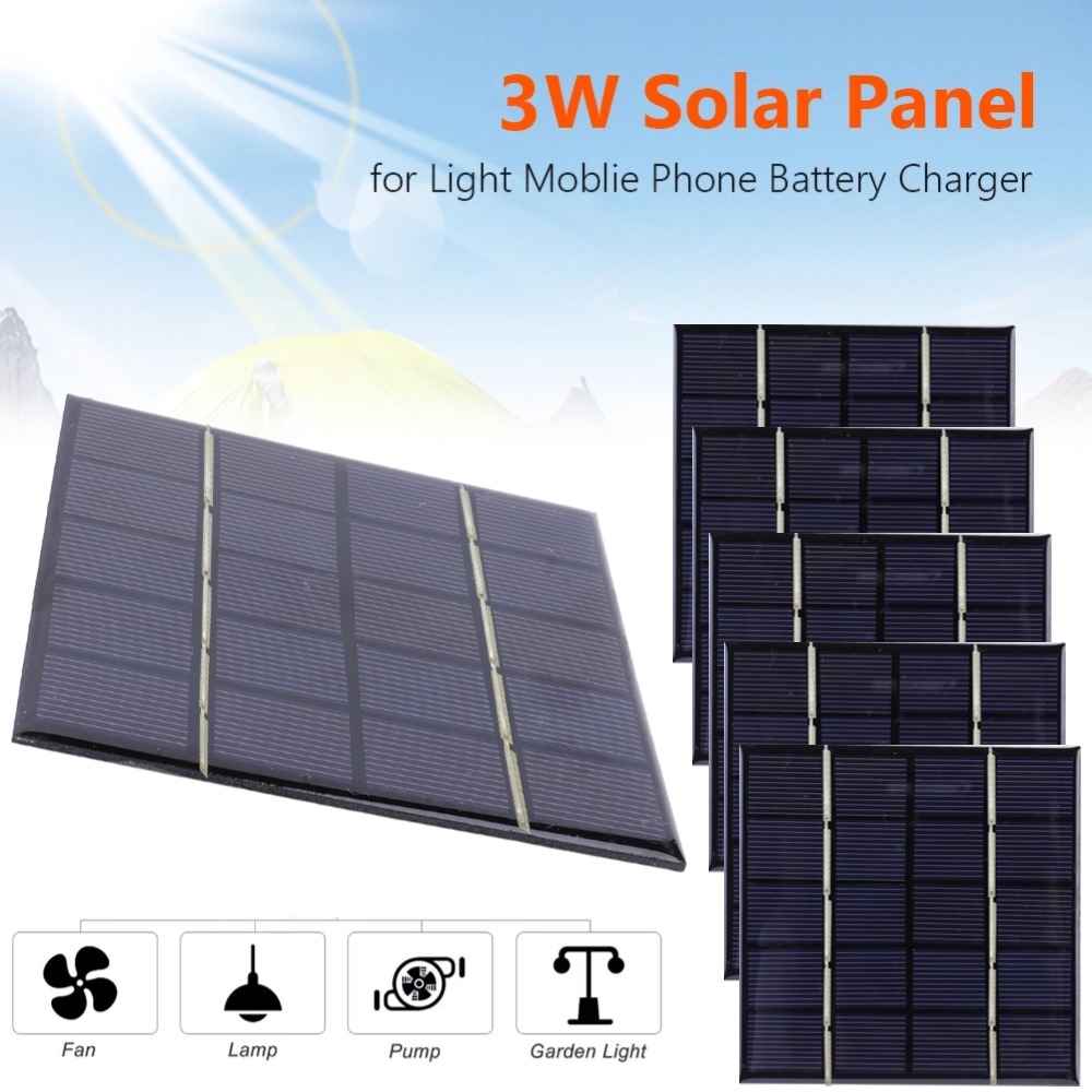 Panel Solar 3W 5V Micro placa de carga Solar cargador rápido portátil célula fotovoltaica para batería de 3,7 V batería de 3-5V/cargador de teléfono