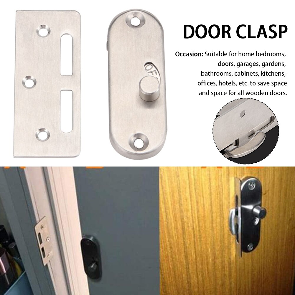 Barn Door Lock Bedroom Hotel Bolt Sliding 90 Degree High Security Anti Theft Universal Right Angle Curved Home Rust Proof Safety