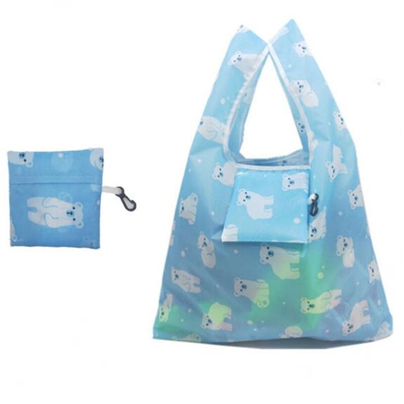 Tre stiler eco shopping bag sammenleggbar gjenbrukbar tote folding pose praktisk stor kapasitet oppbevaringsposer