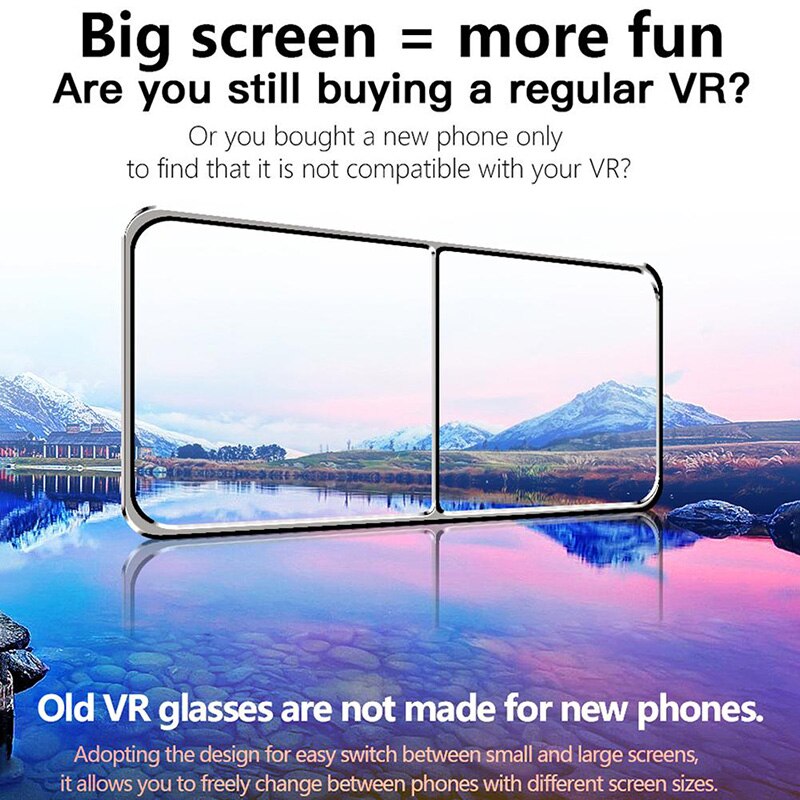 VGR Pro-Gafas de realidad Virtual 3D, lentes de realidad Virtual con pantalla completa, gran angular Visual, para teléfono inteligente de 5 a 7 pulgadas