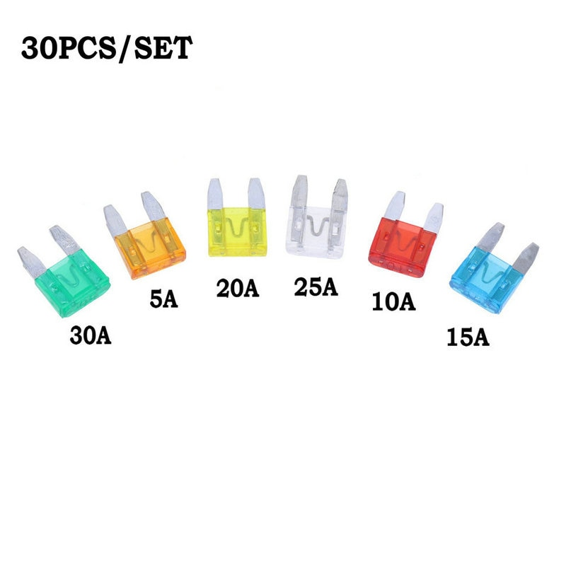 Auto Car Fuse Box 30PCS 5A-30A Car Auto Blade Mini Fuse Set ATC Clip Auto Blade Type Fuse Set Truck MIni Fuses