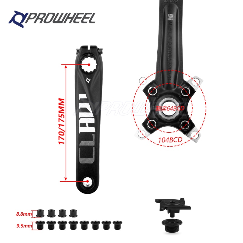 104BCD Mtb Fiets Crank Aluminium Met Bodem Fiets Crankstel 170/175Mm Mtb Crank Fiets Accessoires