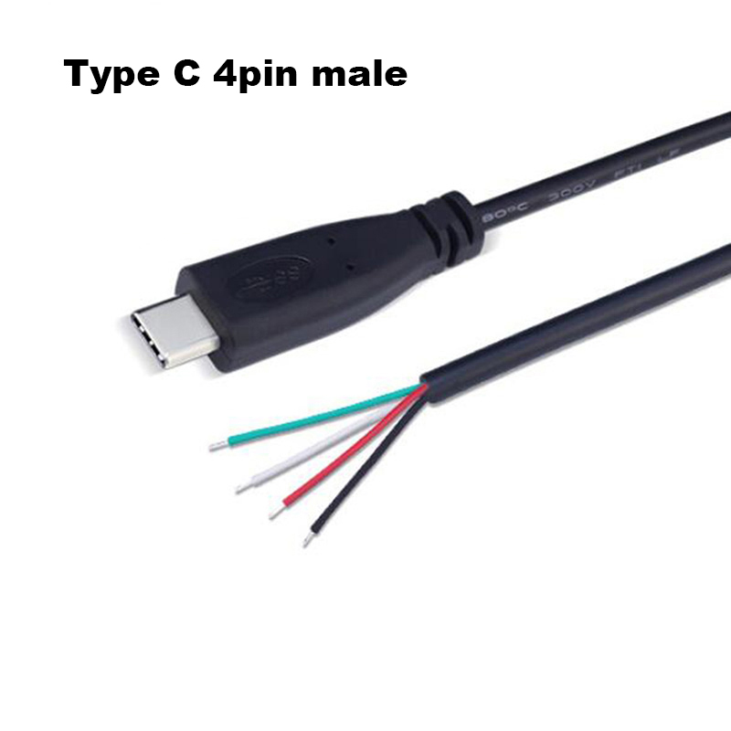 Micro USB hembra Jack 4 pines 2 pines macho hembra fuente de alimentación línea de datos Cable de carga conector de cable de extensión Q1: Grey / 2 m