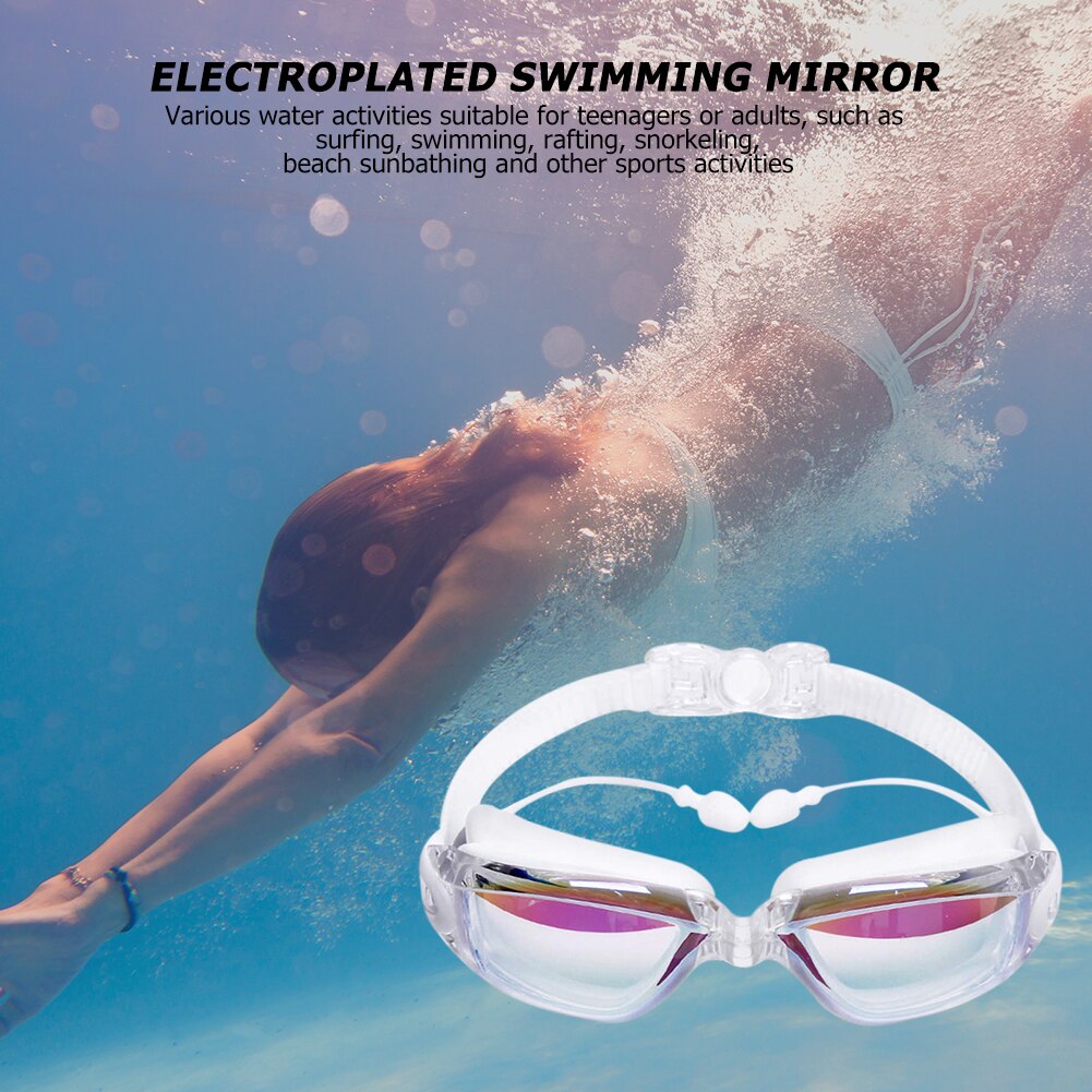 Zwembril Zwemmen Oordopjes Professionele Waterdichte Bril Hd Anti-Fog Uv Siliconen Bril Galvaniseren Clear Bril