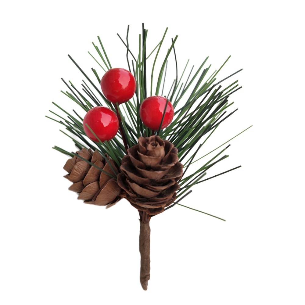 Artificial Christmas Pine Tree Branches with Pine Cones Lifelike Christmas Decoration Ornament Xmas Tree Hanging Pendant