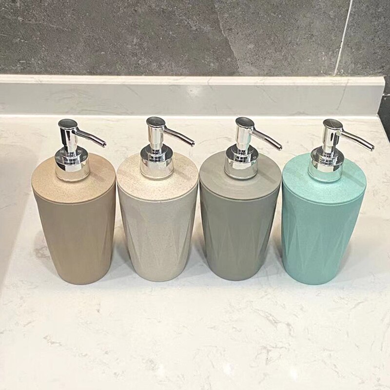 370ml Wheat Straw Liquid Soap Dispensers Bathroom Emulsion Dispensing Bottle Presser Soap Dispensers