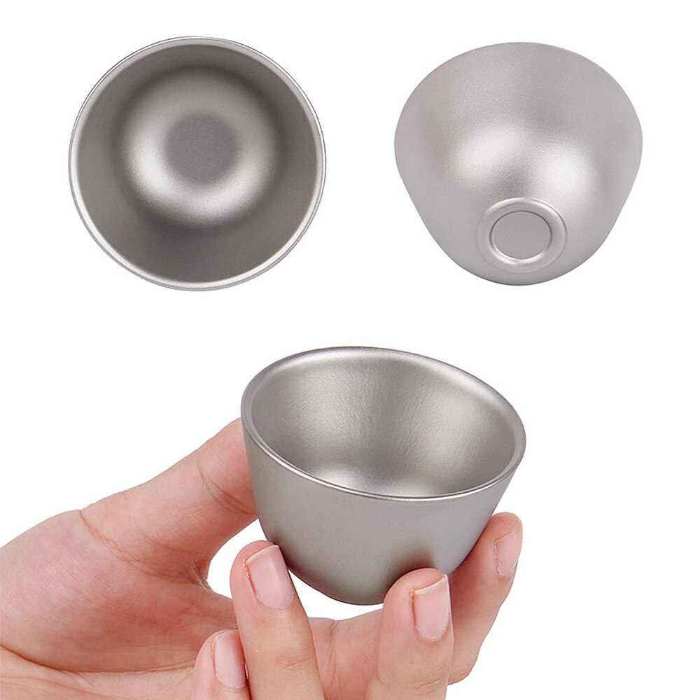 Lixada al aire libre camping taza para pícnic 40ml titanio doble pared taza de té al aire libre oficina en casa Mini taza camping senderismo Accesorios