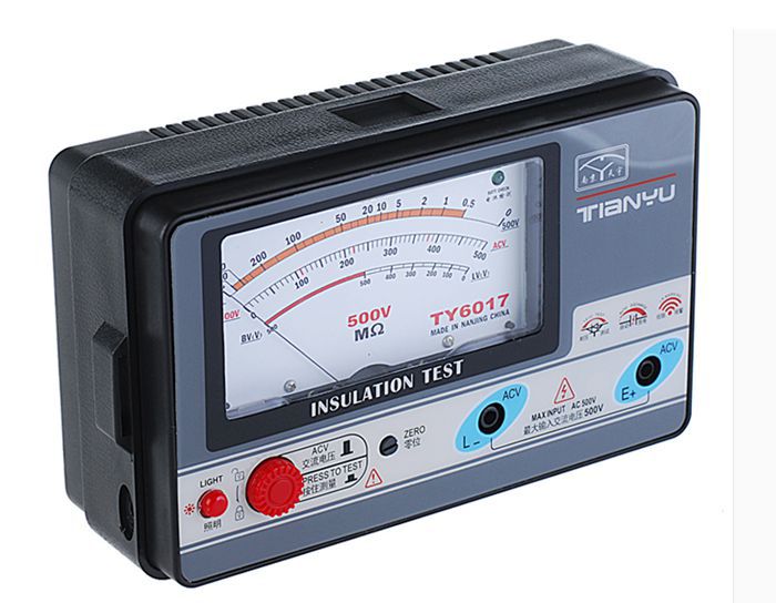 Medidor de resistencia de aislamiento TY6017 de 500 V, comprobador de aislamiento analógico, 0,5-1000 M.