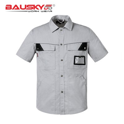 Bauskydd Werkkleding Heren Vrouwen Werken Shirt Korte Mouwen Met Knop Extra Grote Maat Borduren Print Bedrijfslogo: Light grey / XS-165 88A