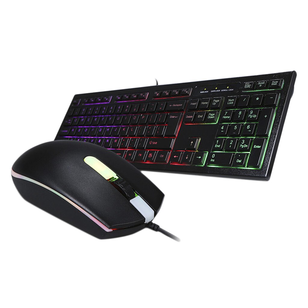 Rainbow Home Keyboard And Mouse Set LED Multi-Colored Backlight Keyboard