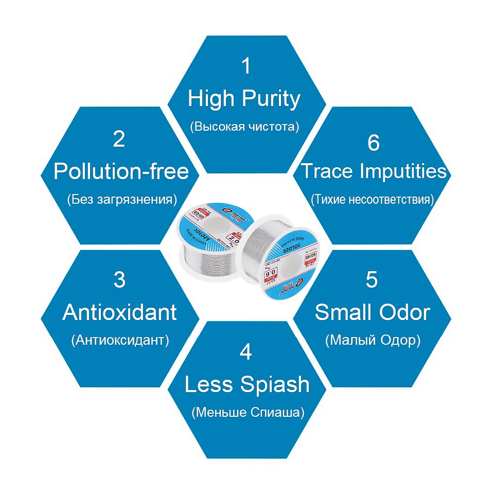 Alambre de soldadura kaina 0,5/0,6/0,8/1/1.2/1.5/2.0mm alambre de soldadura 100g 60/40 FLUX 2.0% estaño para soldadura sin plomo para aluminio