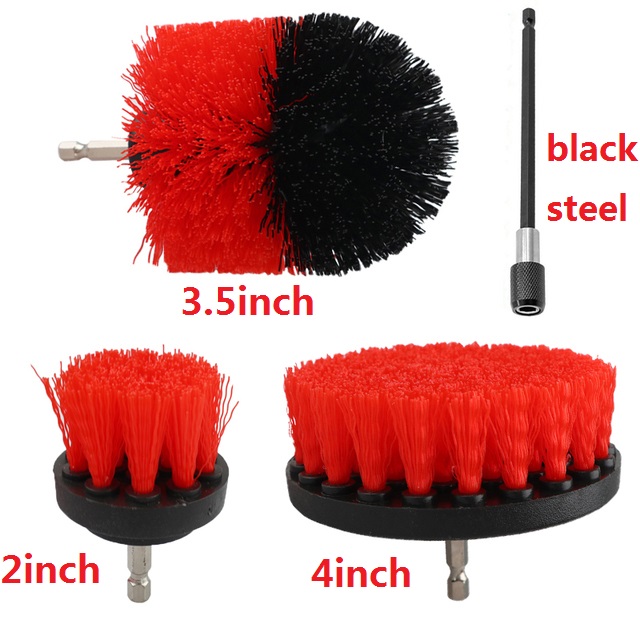 2/3.5/4/5'' Brush Attachment Set Power Scrubber Brush Car Polisher Bathroom Cleaning Kit with Extender Kitchen Cleaning Tools: 3pcs and extand rod