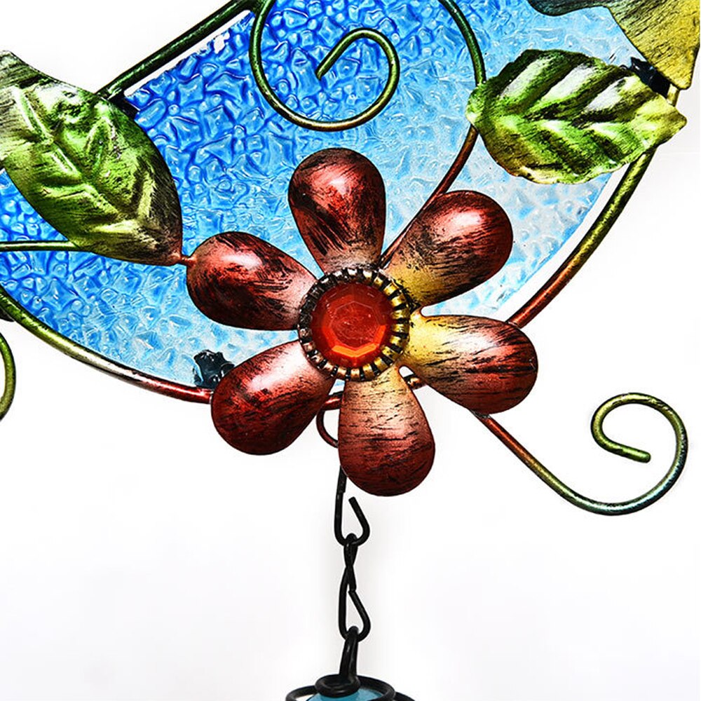 Retro vitral pássaro vento sinos de metal interior ao ar livre suncatcher campainha para janela escritório em casa pátio gramado ornamentos