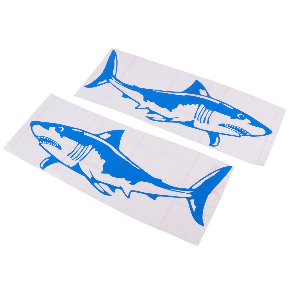 1 Pair Large Durable PVC Shark Sticker Funny Decals for Kayak Fishing Ocean Boat Canoe Dinghy Raft Car Truck Window Bumper DIY
