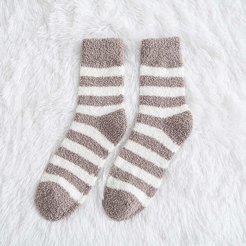 Meias listradas homem macio macio macio meias grossas coral veludo inverno quente casa piso interior terry toalha fuzzy sock masculino meias: 04