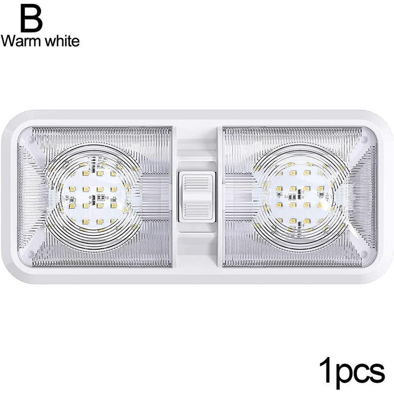 Plafonnier LED intérieur de voiture, 12V, 4500K, éclairage d&#39;intérieur, lampe de lecture, pour camping-Car, camping-Car, caravane, Marine, Double dôme: B option1