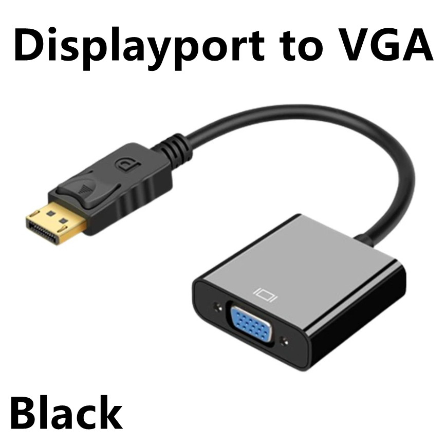 DisplayPort to VGA Converter HD 1080p DP to VGA Adapter (Male to Female) For Computer Desktop Laptop PC Monitor Projector HDTV: black