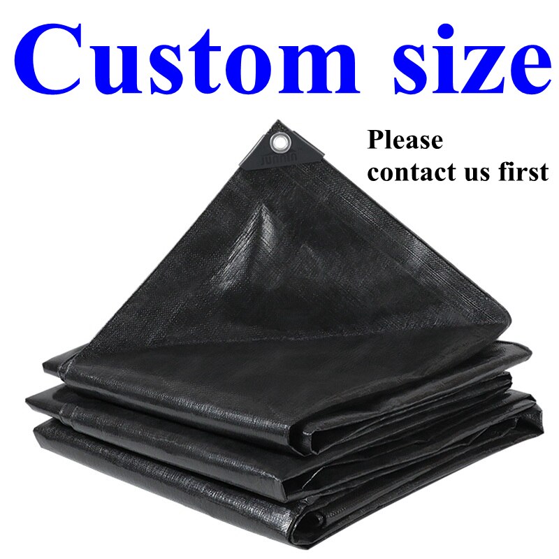 Zwart Pe Regendicht Doek Dekzeil Tuin Outdoor Luifel Zon Shade Sail Camping Boot Vrachtwagen Luifel Grondzeil Waterdicht Doek: Custom Size
