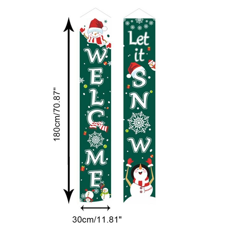 Bannières De Noël « Joyeux Noël » - Lot De 2 Banderoles Porte Ou Mur (environ 180x33 Cm), Tissu Résistant, Décoration Intérieur/extérieur