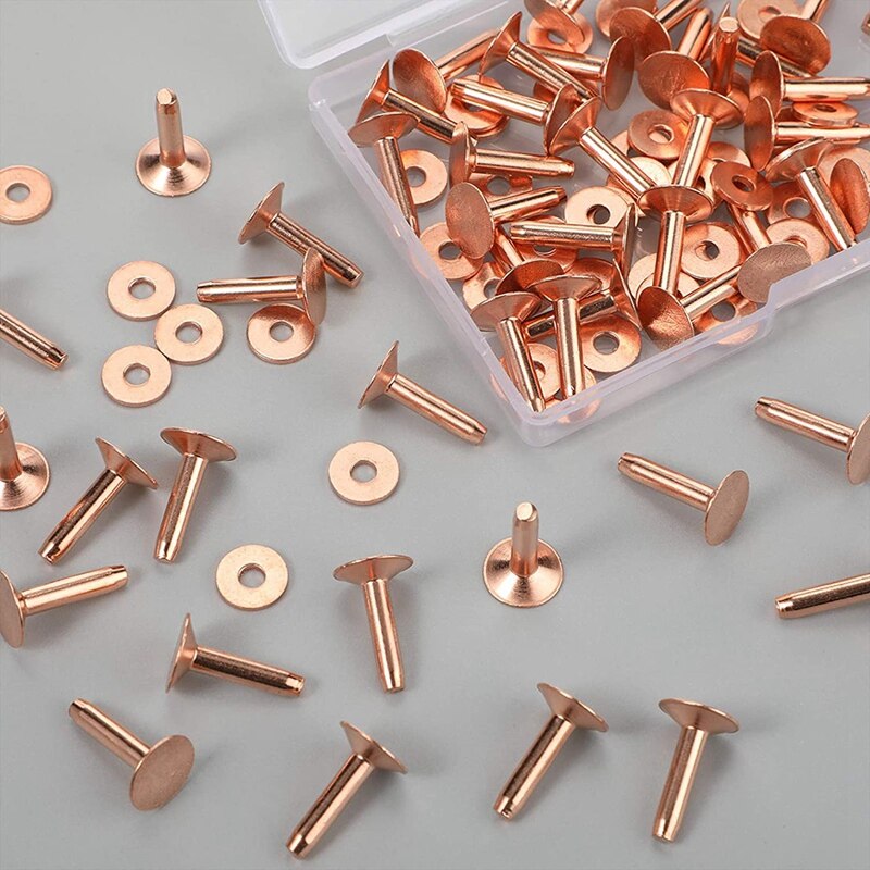 50 Sets Van Koperen Klinknagels En Bramen, Lederen Riem Portefeuilles, Lederen Koperen Klinknagels, leer Diy Craft Supplies (9/16 Inch)