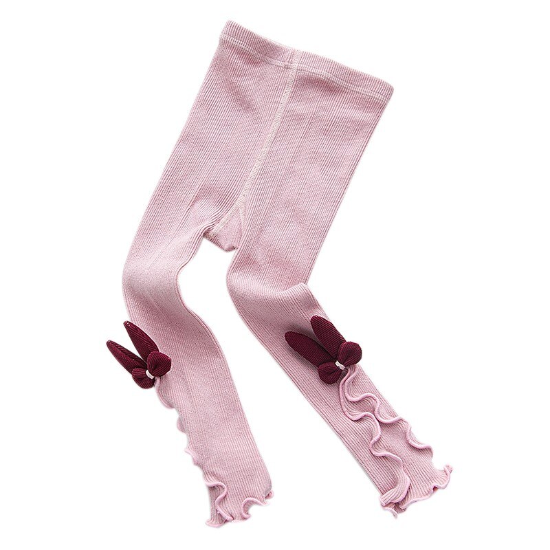 Herbst Winter Kinder Mädchen Gestrickte Leggings Kinder Feste Legging Baby Kleinkind Casual Ankle Bowknot Strümpfe: P / M