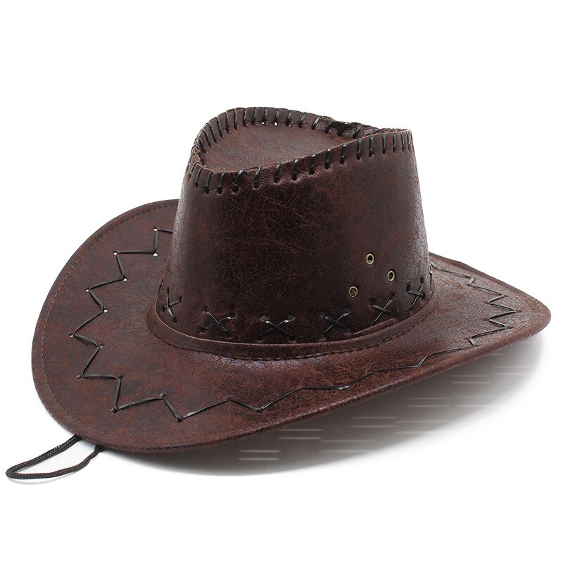 Retro Cowboy Hat Cowgirl Cap Western Style Cool Men Patch Outdoor Horse Riding 56-58cm Hat NZ0036: Auburn