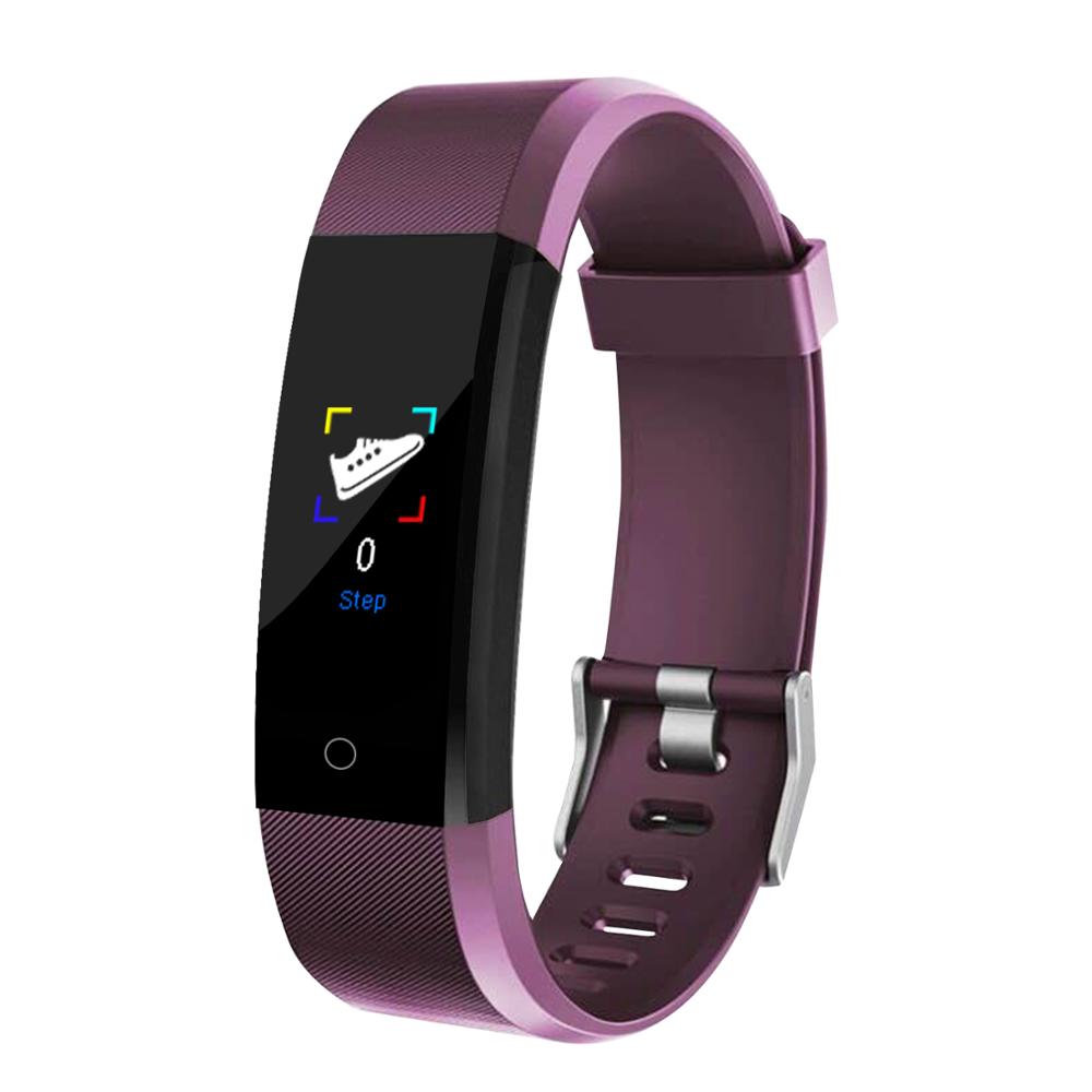 Smart Bracelet 115 Plus Blood Pressure Fitness Tracker Smart Watches Men Heart Rate Monitor Waterproof Smart Wristband Tracker: purple
