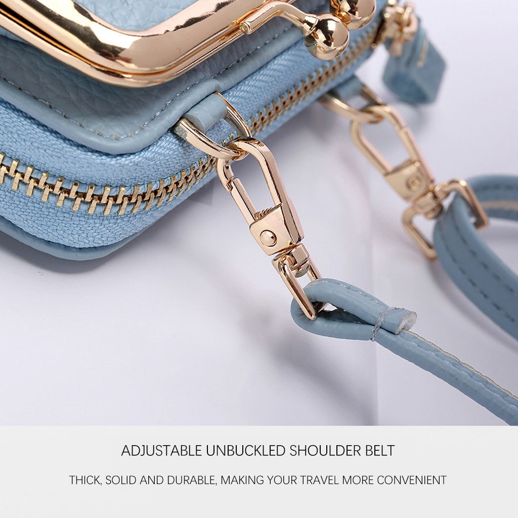 Nova Alça de Ombro Das Mulheres Bolsas de Couro Cor Sólida Saco Do Telefone Móvel Grande Cartão Titulares Carteira Bolsa Bolsos Para Meninas