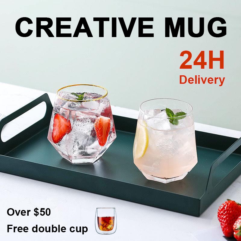 Géométrie verre diamant cristal verre tasse Cocktail whisky thé café eau tasse lait vin Transparent gobelet tasse verres à liqueur