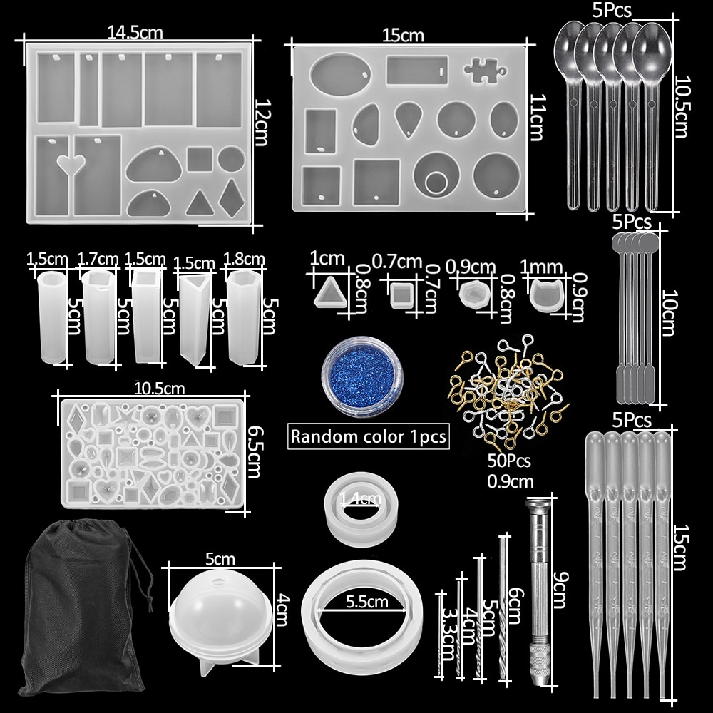 Set de moldes de fundición de silicona para joyería 300 uds, moldes de herramientas de resina epoxi UV de estilo mixto para Diy, Kits de accesorios para hacer joyas