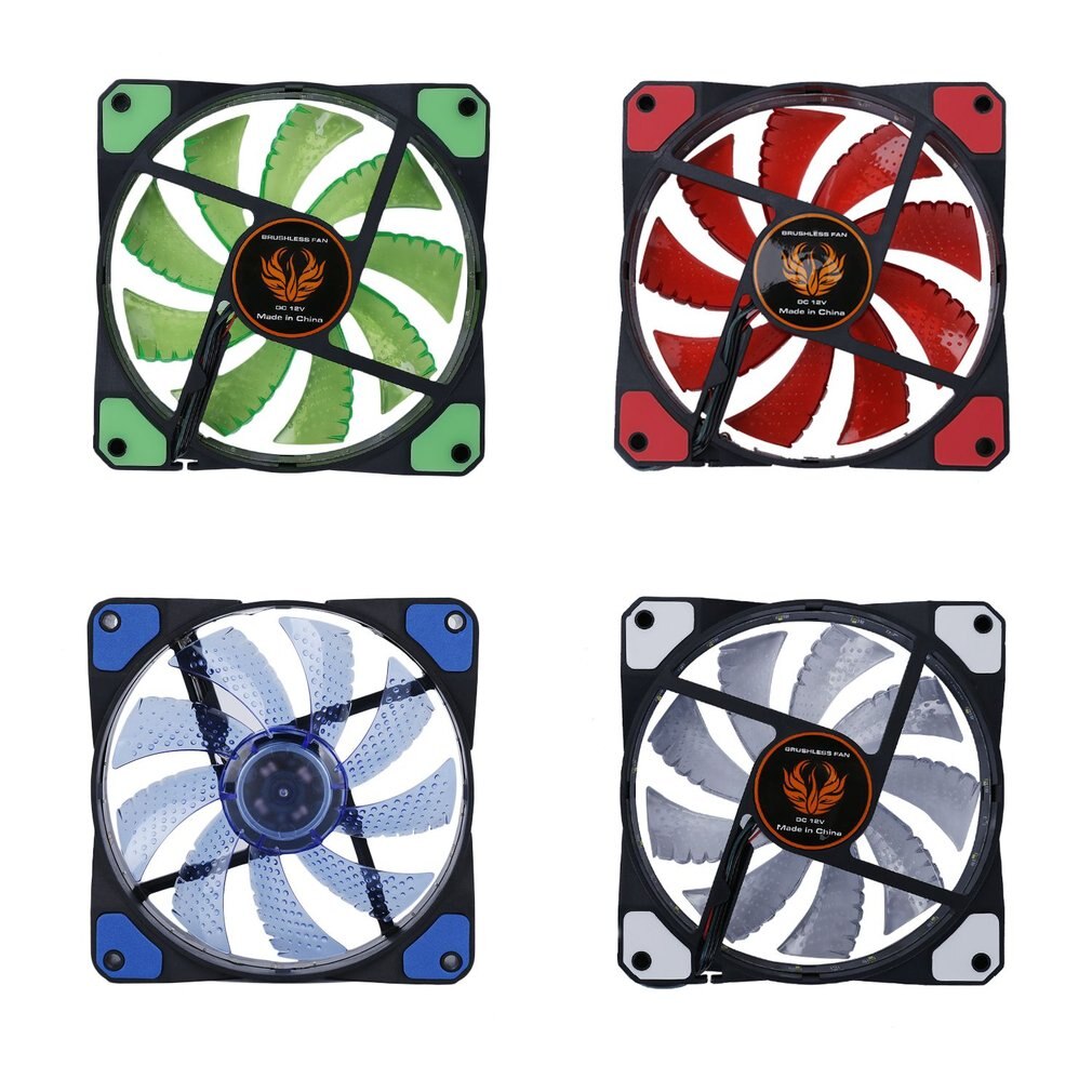 120mm led ultra stille computer pc behuizing ventilator 15 led's 12v met rubberen stille molex connector eenvoudig te installeren ventilator