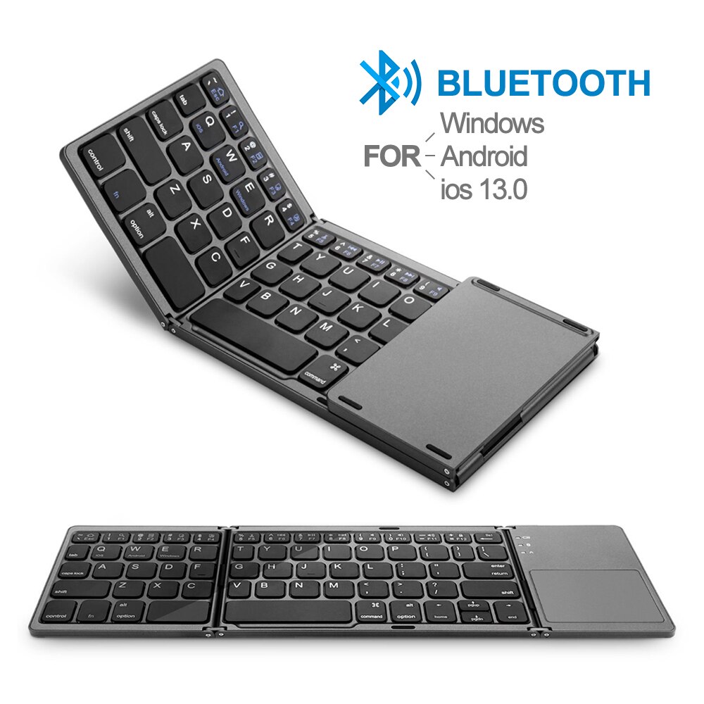 Teclado Bluetooth plegable, USB, portátil, Mini BT, teclado inalámbrico con panel táctil, ratón para Pad Android, Windows y Tablet