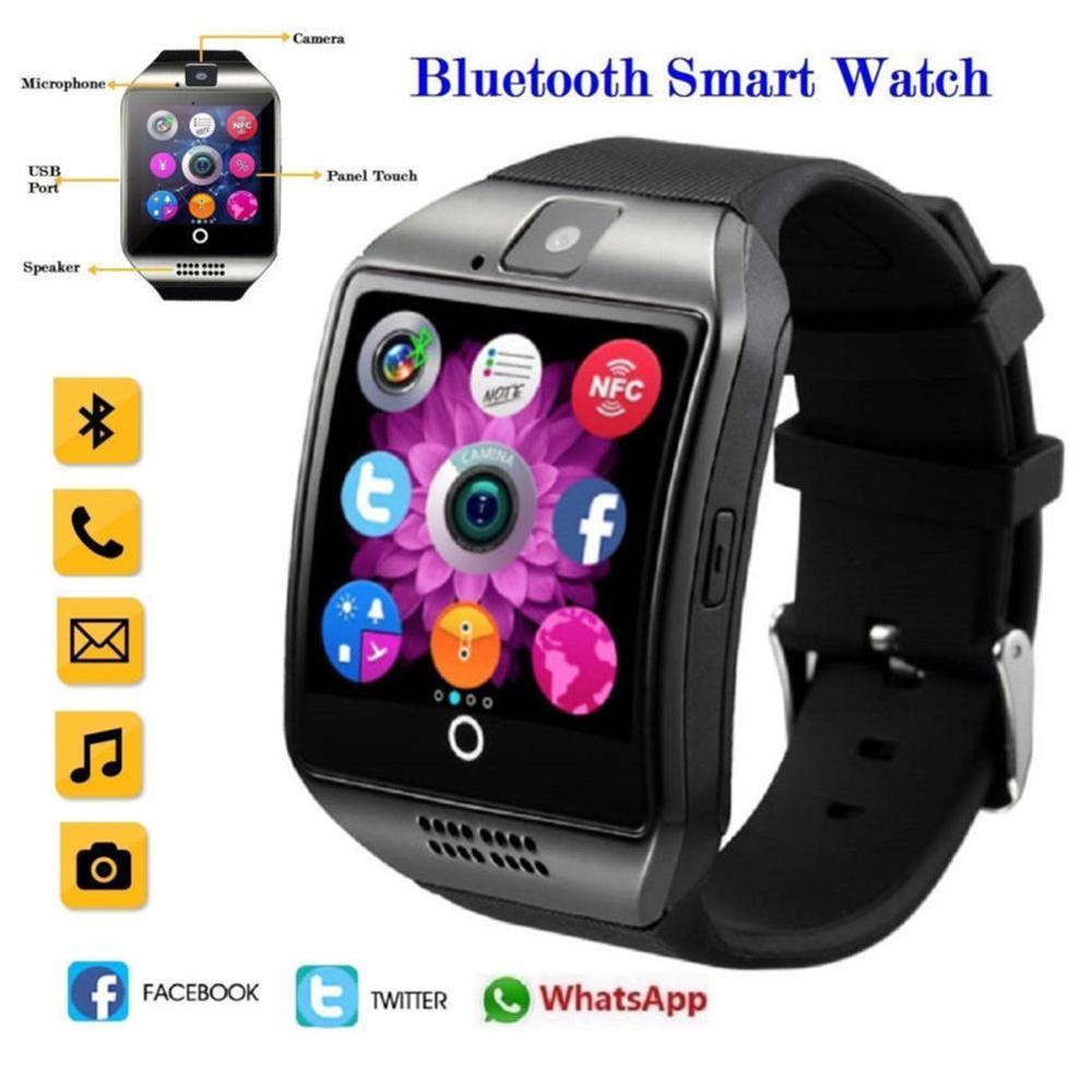 Smart ur med kamera  q18 bluetooth smartwatch sim-kort slot fitness aktivitet tracker sport ur til android