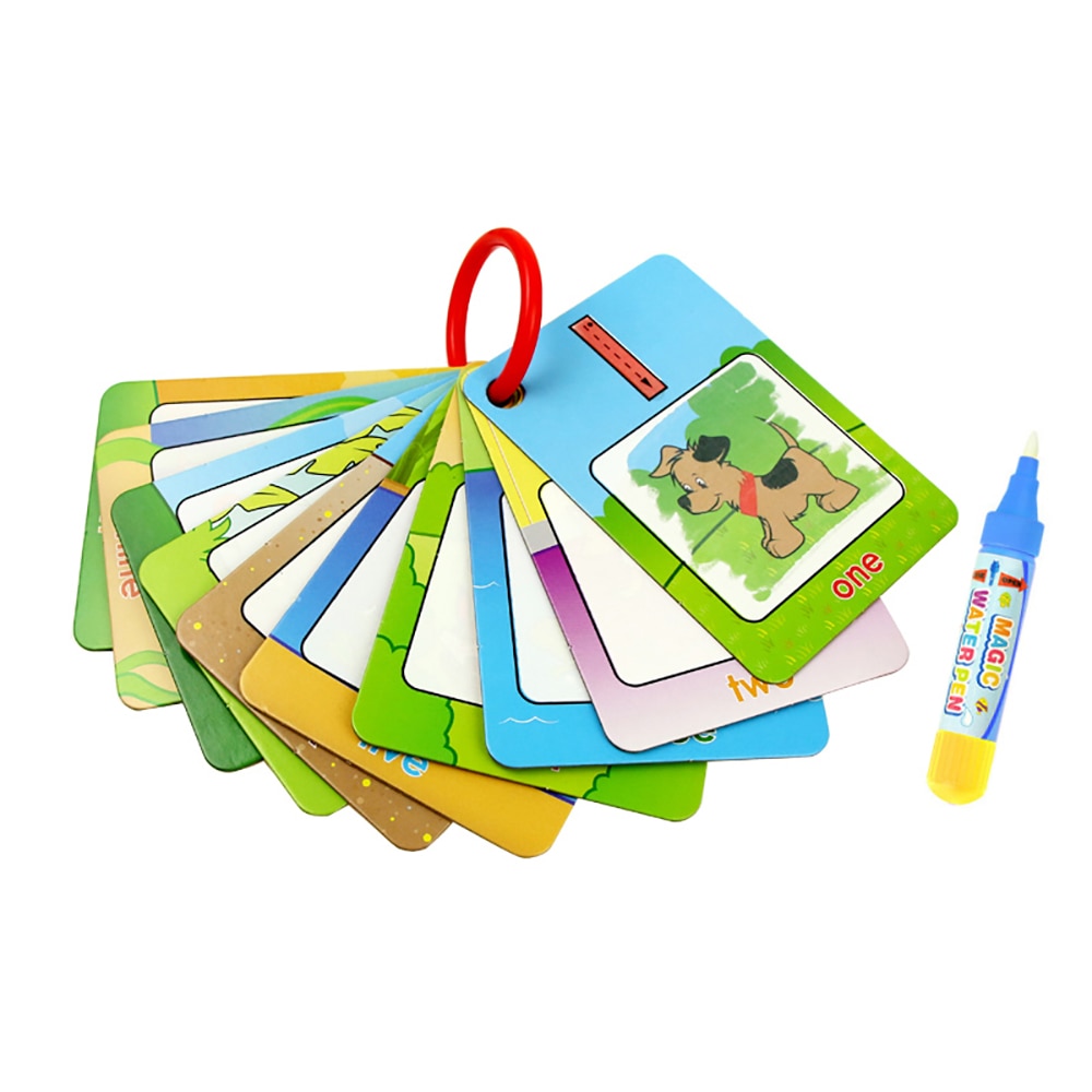 Magic Doodle Kaart Water Tekening Kaart Kinderen Leren Nummer/Kleur/Vorm In Engels 8/10 Pcs Met 1 pcs Water Pen Kleuring Speelgoed