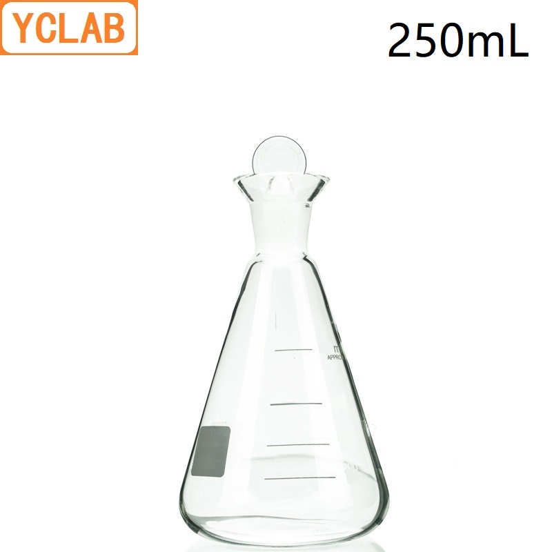 Yclab 250ml jodiumkolf conisch borosilicaatglas 3.3 brede tuit met standaard grondstop laboratoriumchemie-apparatuur