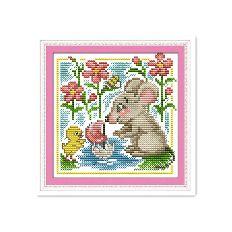 Mini petite souris modèle kit de point de croix, bricolage amusant couture à la main broderie animal souris motif peintures