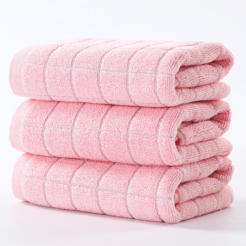 Juego de toallas faciales a cuadros para adultos y niños, 100% algodón, suave, pelo grueso, para manos, hogar, Hotel, Spa, toalla de cara, servilleta, 3 piezas: 3pcs pink