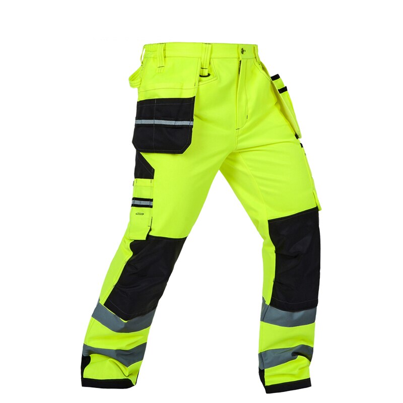 Bauskydd durable workwear pants men multi-pocket heavy duty reflective work trousers with knee pads