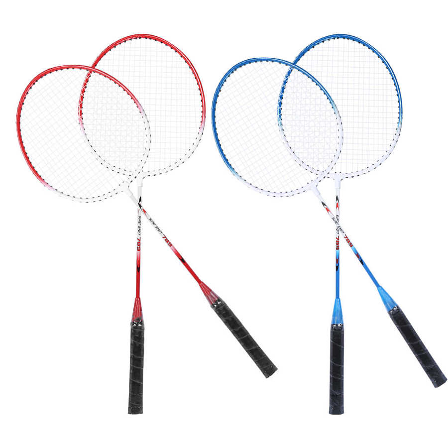 2Pcs Badminton Rackets Iron Alloy Handle Badminton Racket Soft Handle Badminton Beginner Training Practicing Equipment