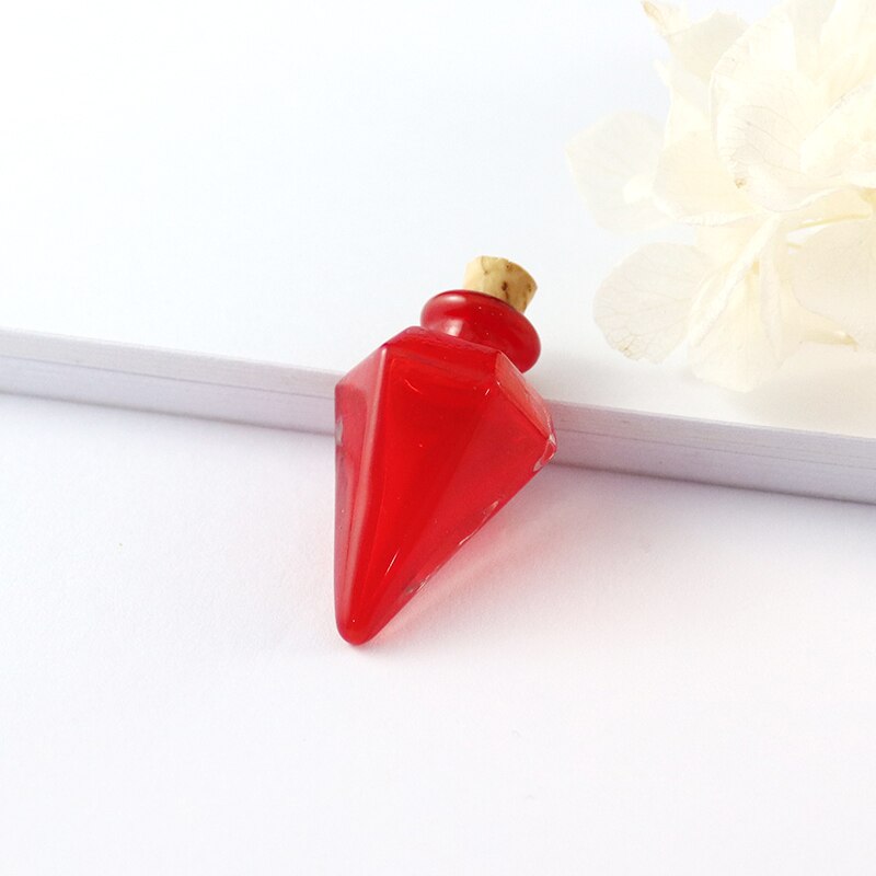 2PCS Klarglas flasche mit kork Kegel flasche anhänger Schnaps Flasche mit kork Glasflasche anhänger: Cone-Red