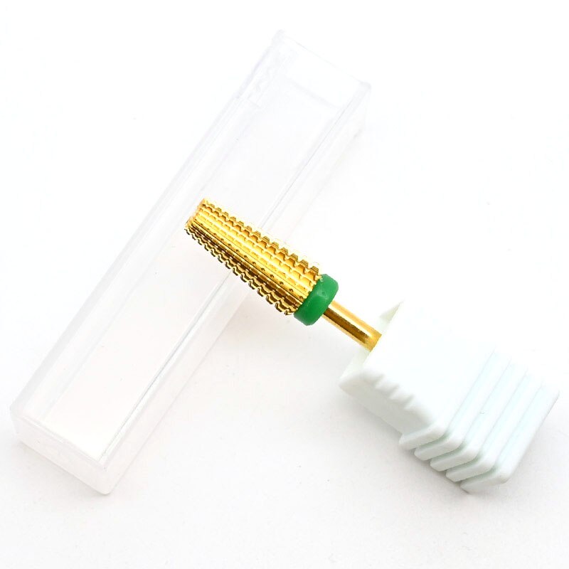 Xf-xc-brocas para manicura de uñas, brocas de taladro eléctrico de 5 vías con barril de carburo dorado, broca para uñas: Course