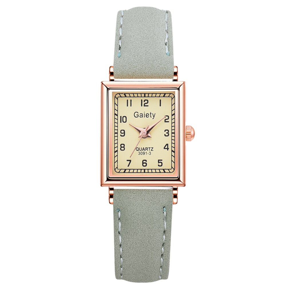 2PCS /Set Women Leather Belt Dress Quartz Clock Square Dial Sport Casual Bracelet Ladies Wrist Watch Relogio Reloj Mujer: Mint Green