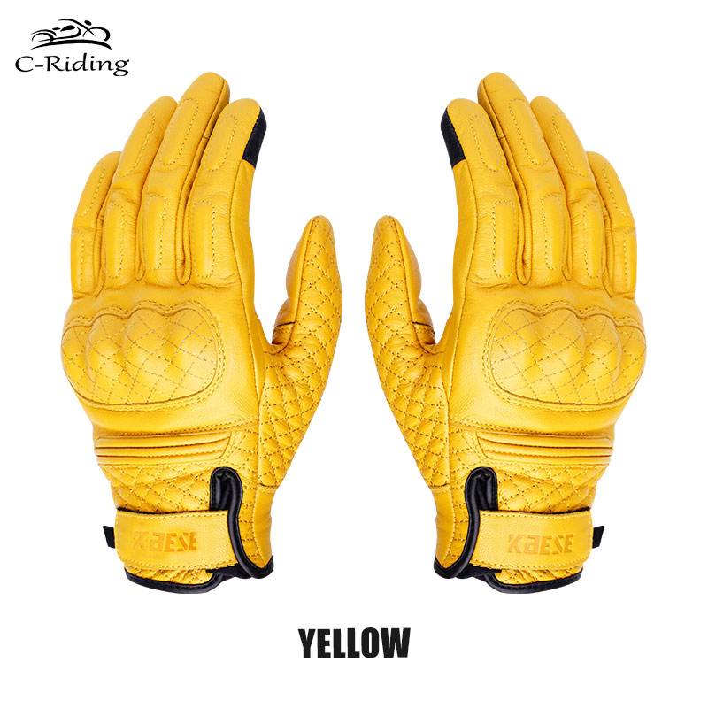 Retro Motorcycle Gloves Touchscreen Motorcyclist Gloves Full Finger Breathable Non-slip Motocross Riding Gloves: army green / XL