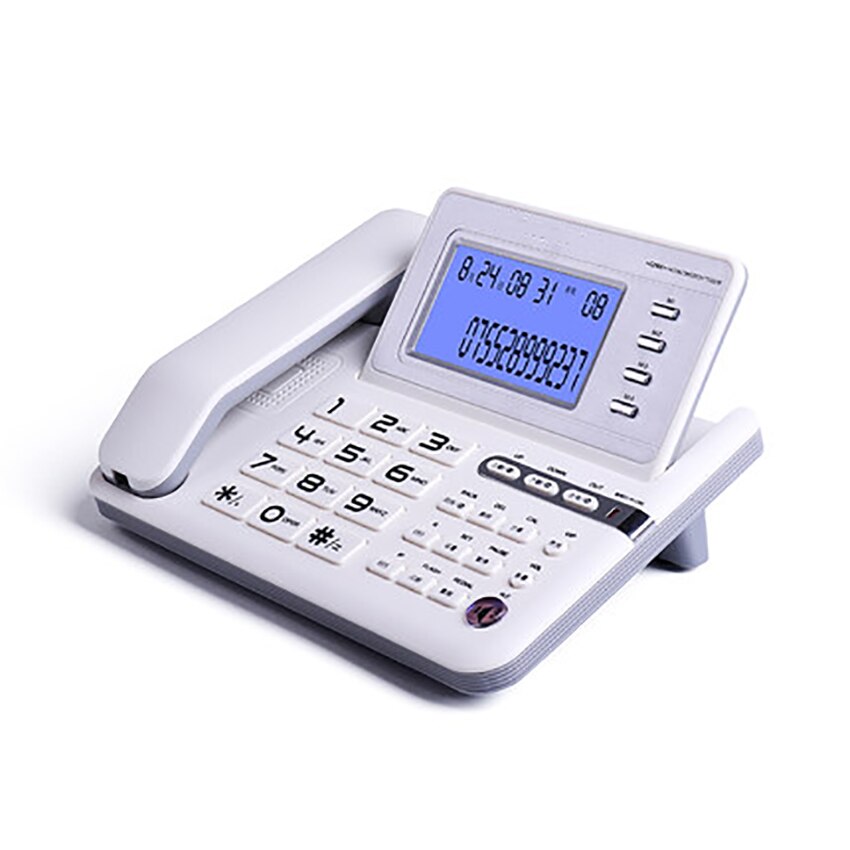 Blue Backlit Corded Phone Landline with Caller ID, R Key Transfer, Do Not Disturb, Alarms Setting, Dual Systems, for Home Office