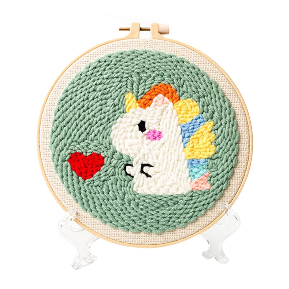 Kits de bordado de aguja de punzón de dibujos animados para principiantes, juego de punzón con patrón de Animal, juego de punto de cruz artesanal para decoración del hogar, 1 Juego: A