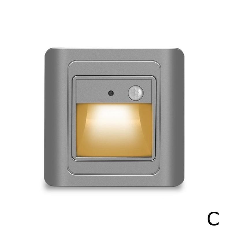 2w nattlys intelligent lampe pir bevegelsesdetektor sensor ledet trapp lys innfelt trinnlampe stige vegglampe foaje: C