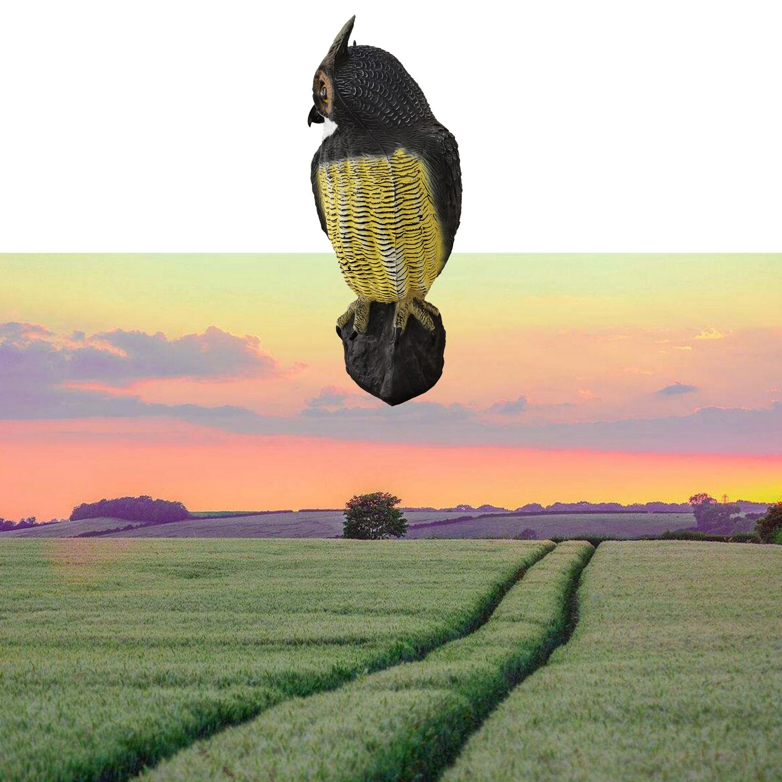 Large Plastic Owl Statue Bird Deterrent Decoy Scarecrow for Garden Farm